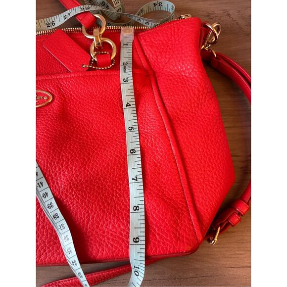 Coach Mini Ellis Tote in cardinal red pebbled leather career holiday minimalist - Picture 9 of 10